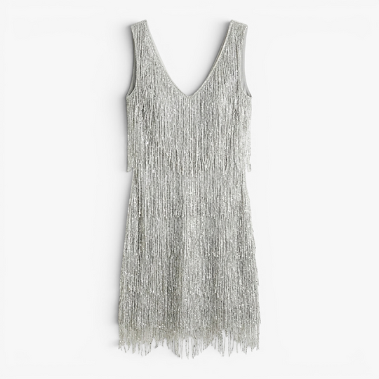 Women’s Fringe Mini Dress with Elegant Party Silhouette