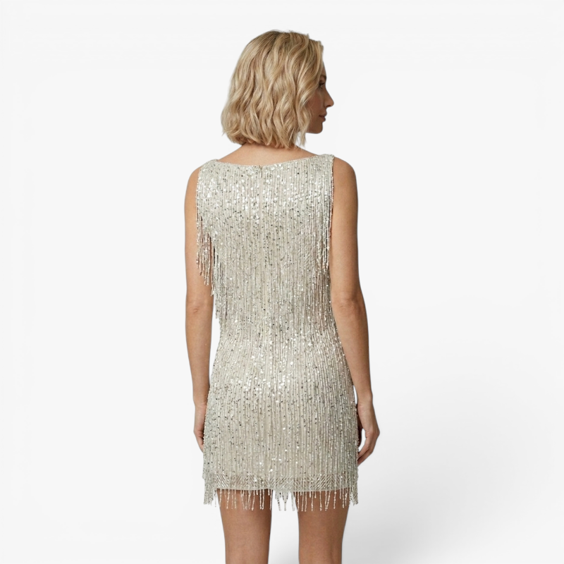 Women’s Fringe Mini Dress with Elegant Party Silhouette