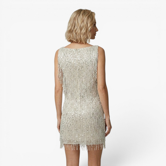 Women’s Fringe Mini Dress with Elegant Party Silhouette