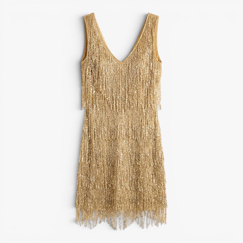 Women’s Fringe Mini Dress with Elegant Party Silhouette