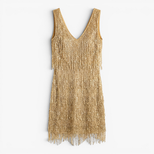 Women’s Fringe Mini Dress with Elegant Party Silhouette