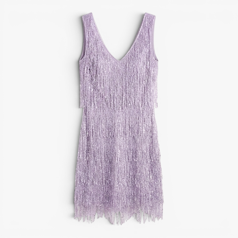 Women’s Fringe Mini Dress with Elegant Party Silhouette
