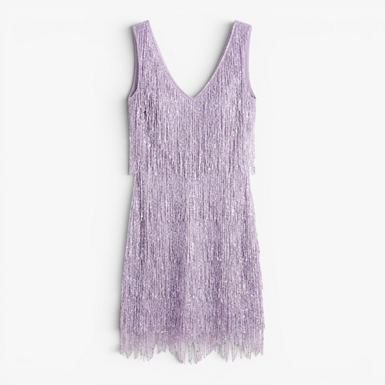 Women’s Fringe Mini Dress with Elegant Party Silhouette