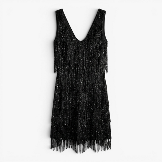 Women’s Fringe Mini Dress with Elegant Party Silhouette