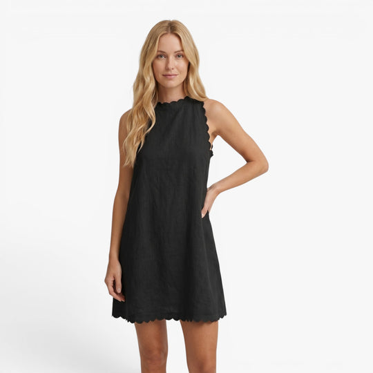 Women’s Sleeveless Wavy Hem Mini Dress