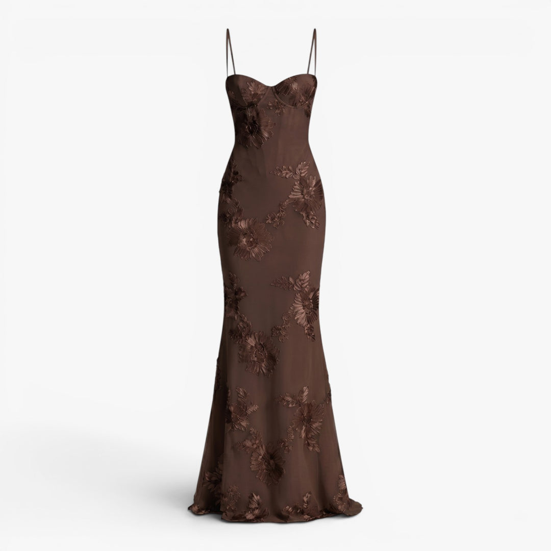 Women's Embroidered Mesh Mermaid Evening Gown