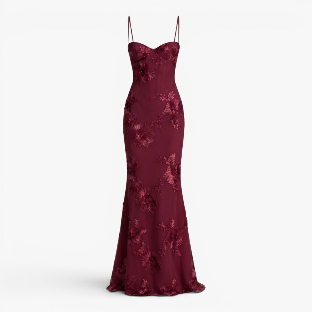 Women's Embroidered Mesh Mermaid Evening Gown