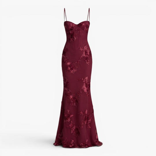 Women's Embroidered Mesh Mermaid Evening Gown