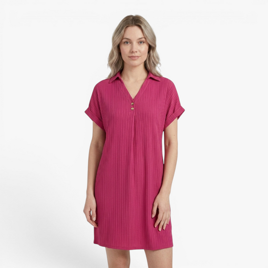 Women’s Ribbed V Neck Summer Dress with Relaxed Fit
