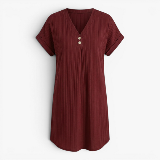 Women’s Ribbed V Neck Summer Dress with Relaxed Fit