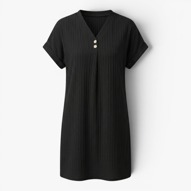 Women’s Ribbed V Neck Summer Dress with Relaxed Fit