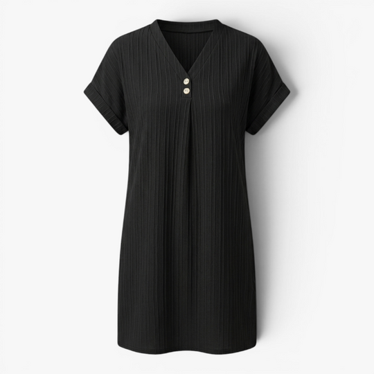 Women’s Ribbed V Neck Summer Dress with Relaxed Fit