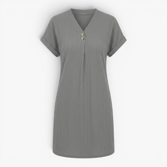 Women’s Ribbed V Neck Summer Dress with Relaxed Fit