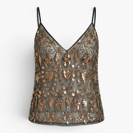 Women's Embellished Sequin Mesh Top