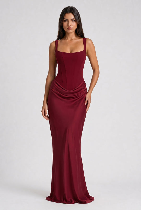 Women's Corset Waist Mermaid Maxi Dress for Evening Occasions