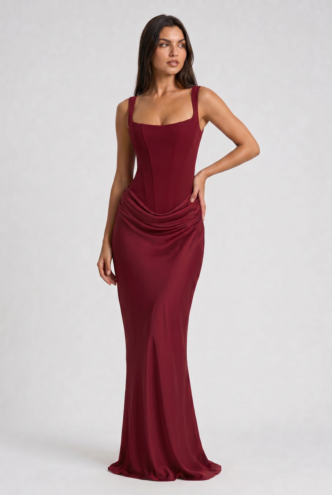 Women's Corset Waist Mermaid Maxi Dress for Evening Occasions