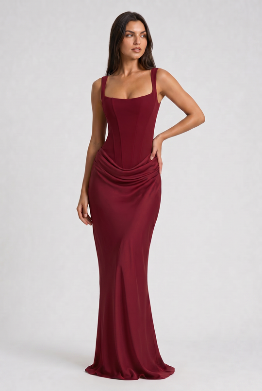 Women's Corset Waist Mermaid Maxi Dress for Evening Occasions