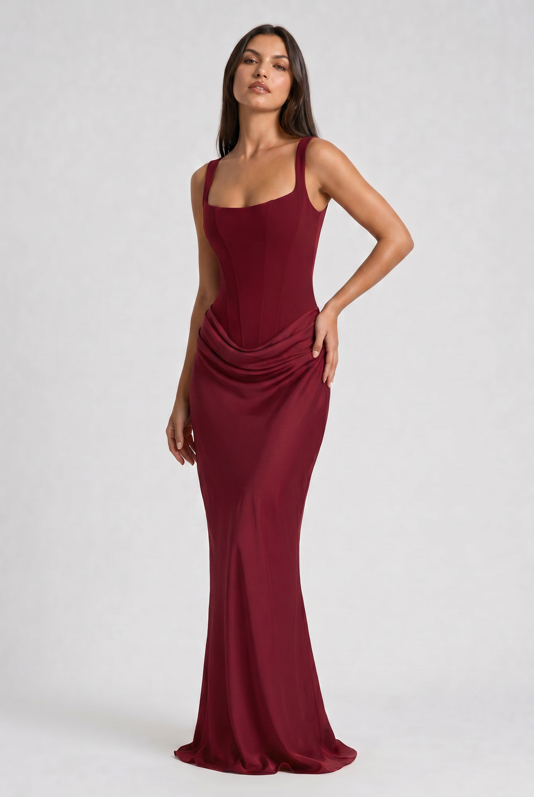 Women's Corset Waist Mermaid Maxi Dress for Evening Occasions