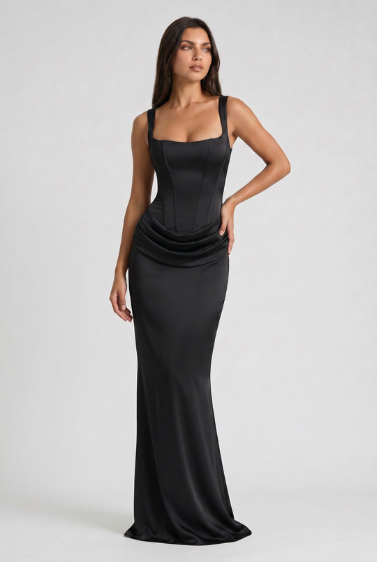 Women's Corset Waist Mermaid Maxi Dress for Evening Occasions