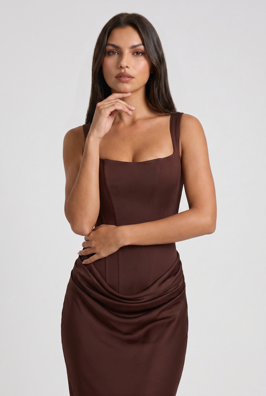 Women's Corset Waist Mermaid Maxi Dress for Evening Occasions