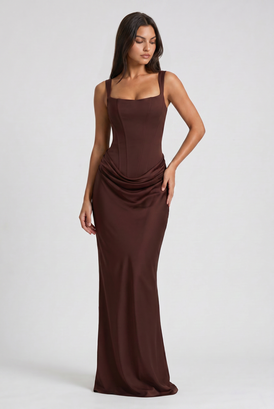 Women's Corset Waist Mermaid Maxi Dress for Evening Occasions