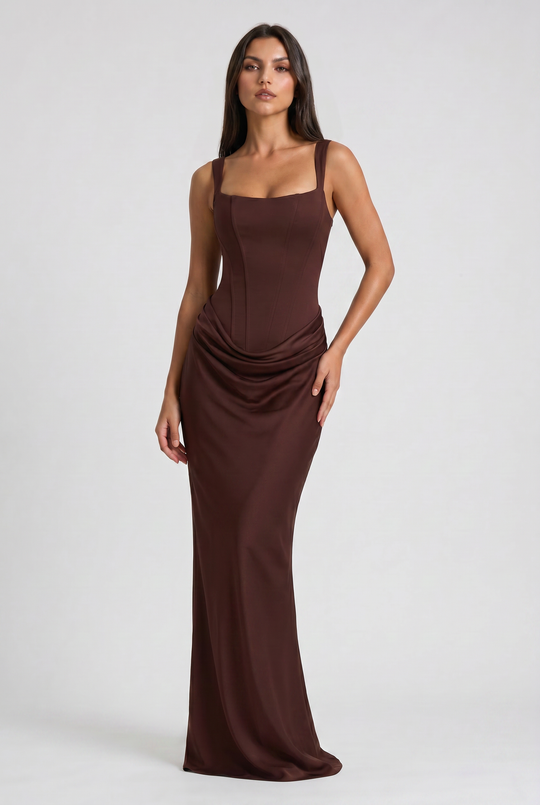 Women's Corset Waist Mermaid Maxi Dress for Evening Occasions