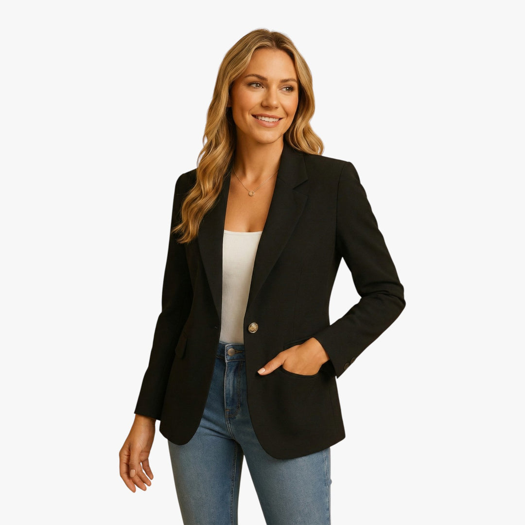 Elegant White Women's Blazer with Single Button