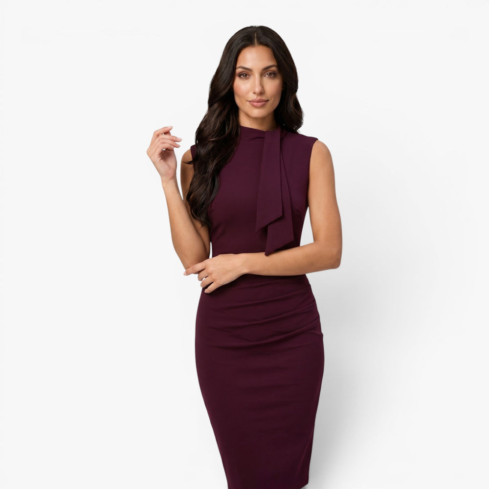 Damen Elegantes ärmelloses Midi Kleid mit Halsbandakzent