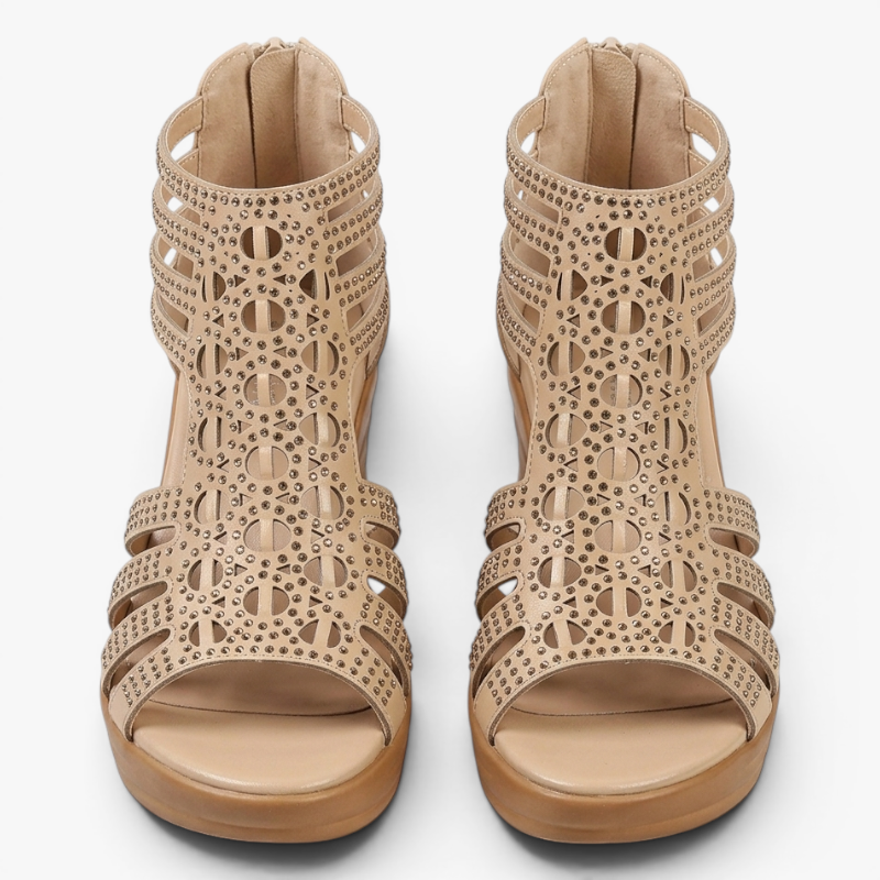 Women’s Wedge Sandals with Strappy Cutout Design
