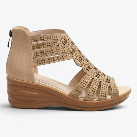 Women’s Wedge Sandals with Strappy Cutout Design