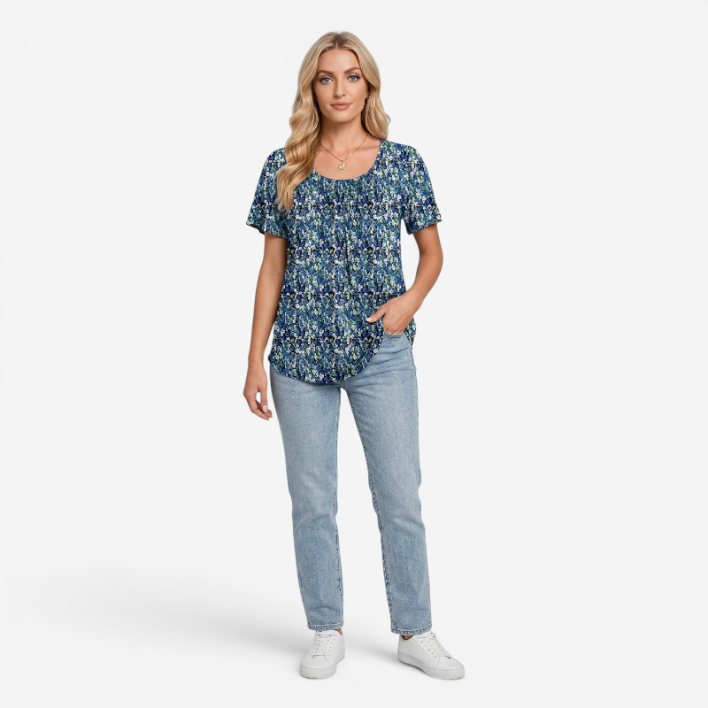 Women’s Relaxed Pleated T Shirt with Soft Everyday Fit