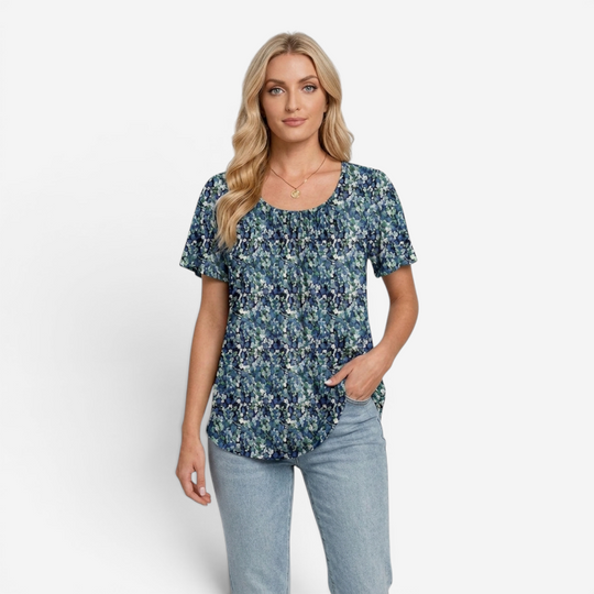 Women’s Relaxed Pleated T Shirt with Soft Everyday Fit