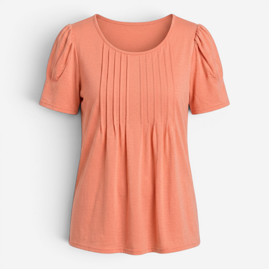 Women’s Relaxed Pleated T Shirt with Soft Everyday Fit