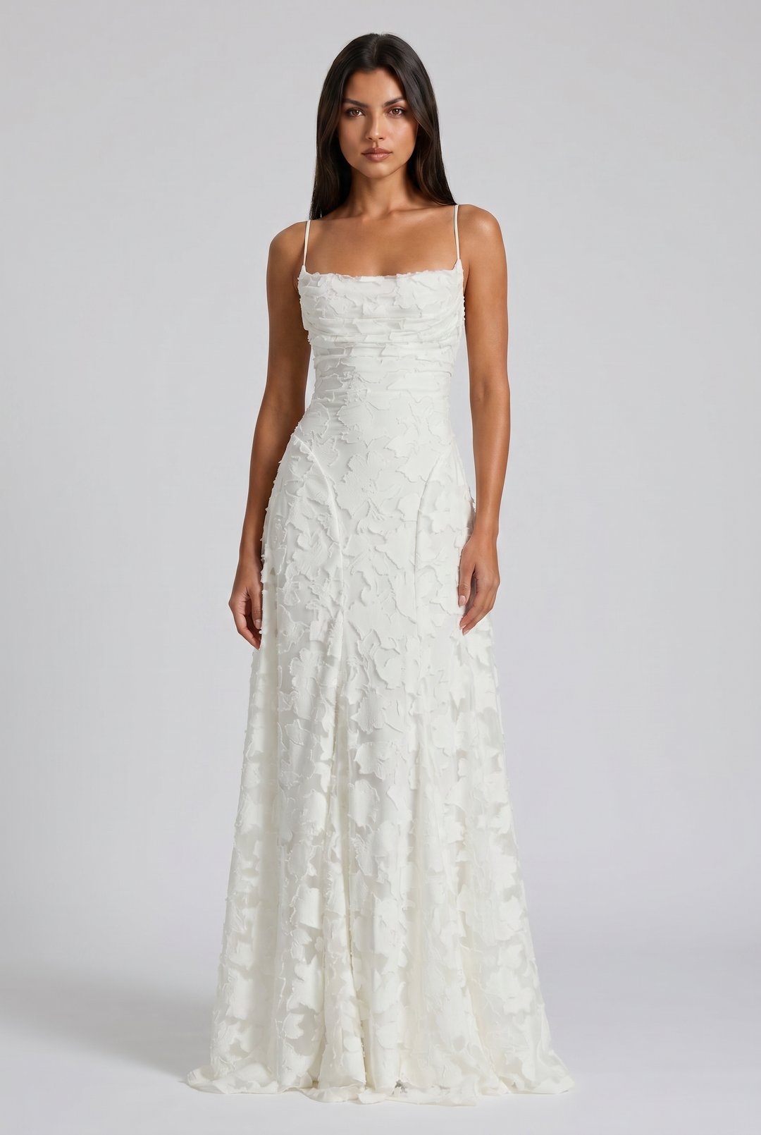 Women's Lace Maxi Dress with Cowl Neck for Evening Occasions