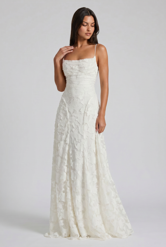 Women's Lace Maxi Dress with Cowl Neck for Evening Occasions