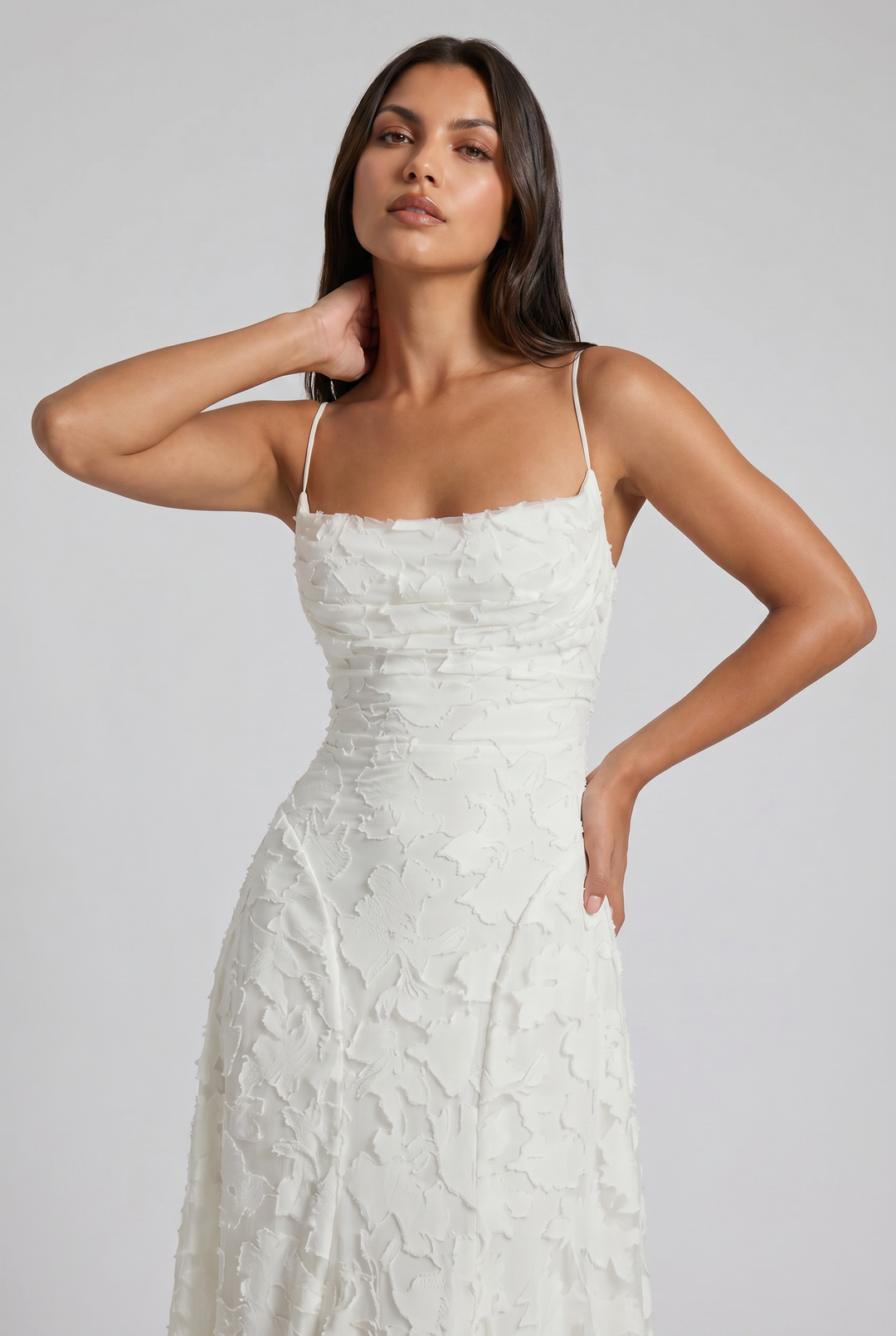 Women's Lace Maxi Dress with Cowl Neck for Evening Occasions