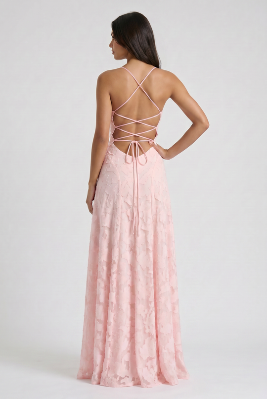 Women's Lace Maxi Dress with Cowl Neck for Evening Occasions