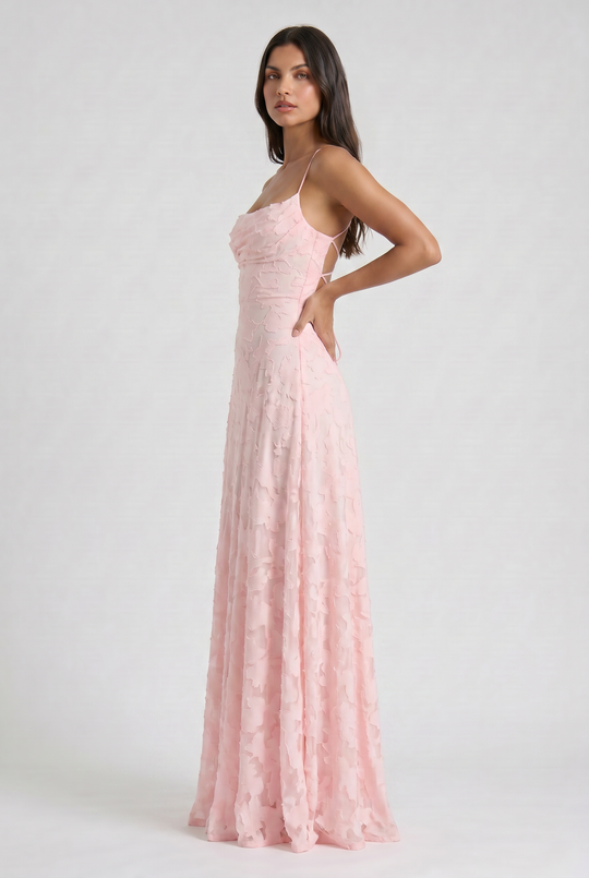 Women's Lace Maxi Dress with Cowl Neck for Evening Occasions