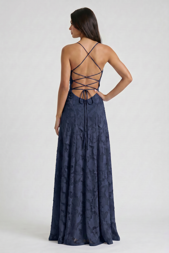 Women's Lace Maxi Dress with Cowl Neck for Evening Occasions