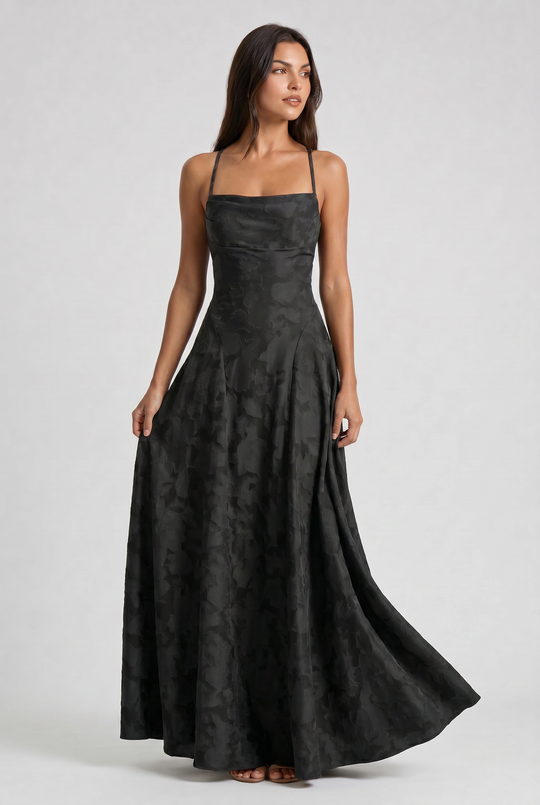 Women's Lace Maxi Dress with Cowl Neck for Evening Occasions