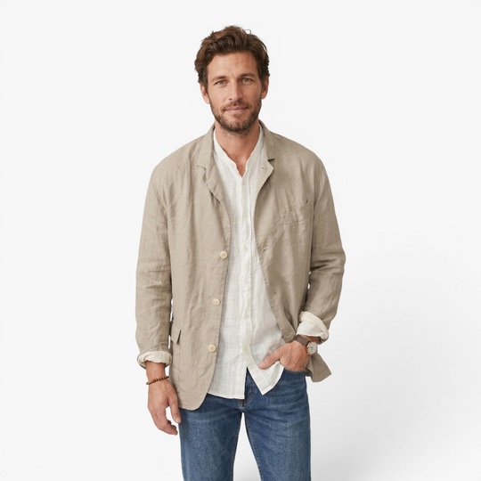 Men’s Lightweight Linen Blazer Jacket with Relaxed Casual Fit