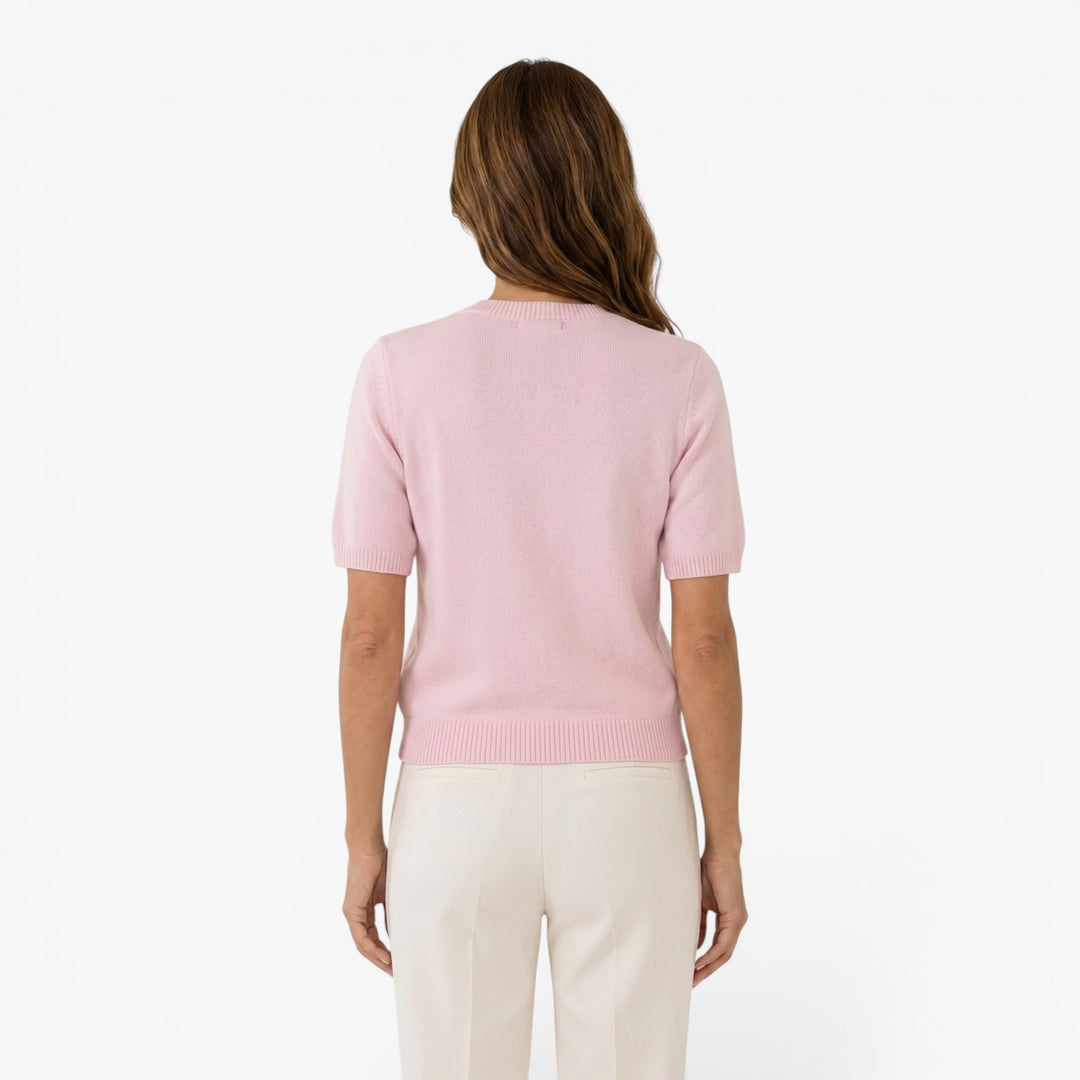 Damen Strick-Cardigan mit kurzen Ärmeln und goldfarbenen Knöpfen