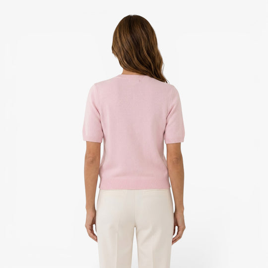 Damen Strick-Cardigan mit kurzen Ärmeln und goldfarbenen Knöpfen