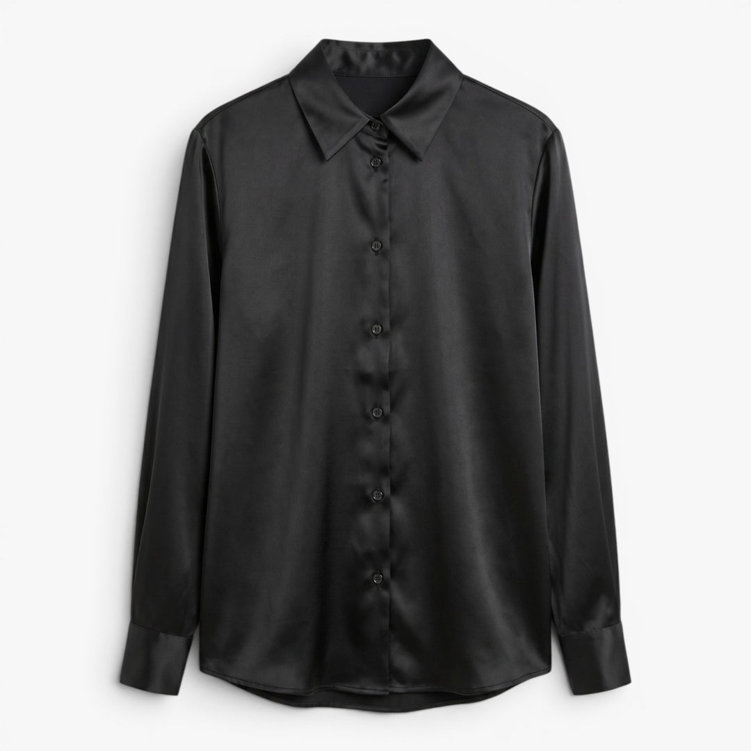 Damen Elegante Knopf-Longsleeve Bluse mit sanftem Drapierung
