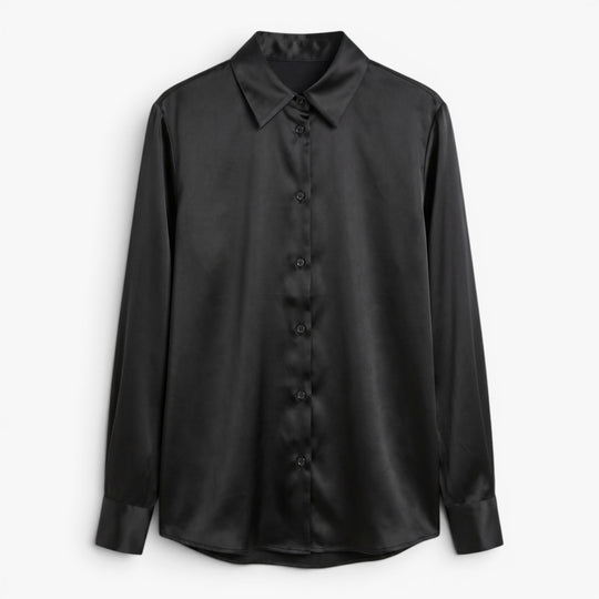 Damen Elegante Knopf-Longsleeve Bluse mit sanftem Drapierung