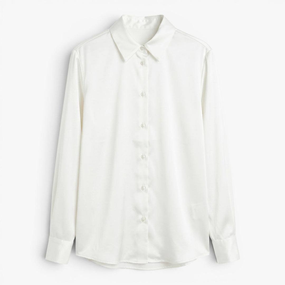Damen Elegante Knopf-Longsleeve Bluse mit sanftem Drapierung
