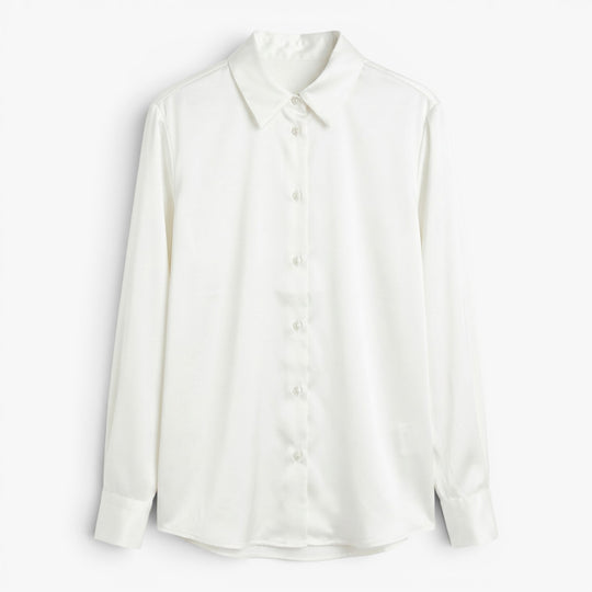 Damen Elegante Knopf-Longsleeve Bluse mit sanftem Drapierung