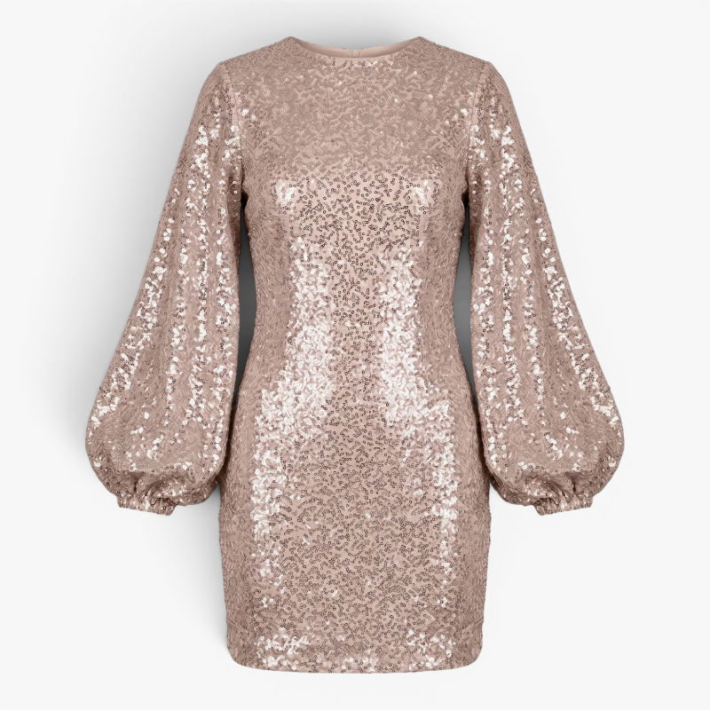 Women’s Sequin Mini Dress with Elegant Balloon Sleeves
