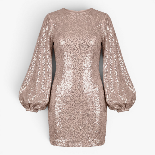 Women’s Sequin Mini Dress with Elegant Balloon Sleeves