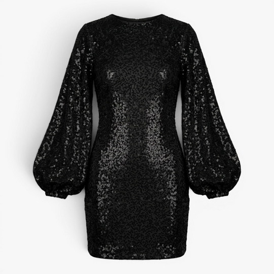 Women’s Sequin Mini Dress with Elegant Balloon Sleeves